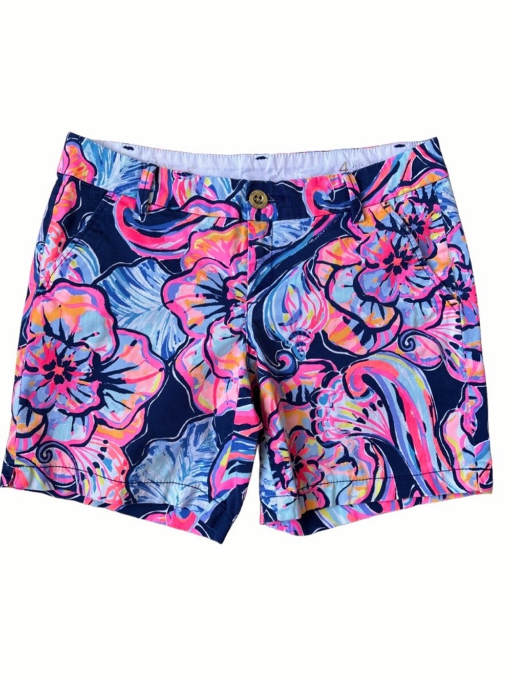Lilly Pulitzer Nauti Navy Boho Bateau 7” Shorts Size 4
